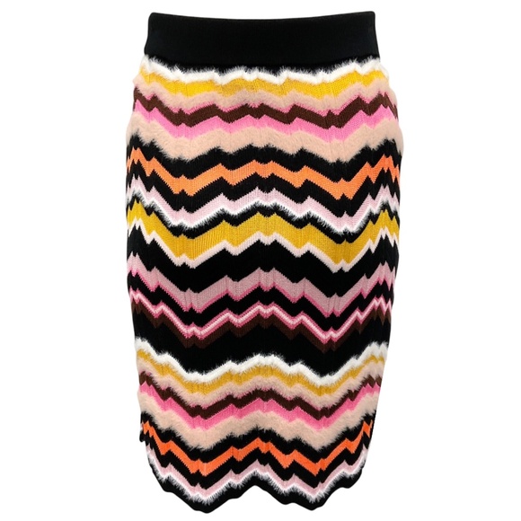 Missoni Black / Pink Multi 2024 Chevron Zig Zag Knit Skirt - Picture 3 of 5